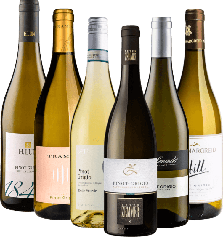 Vinos blancos espumosos Pinot Grigio de Italia - Paquete de 6 degustaciones